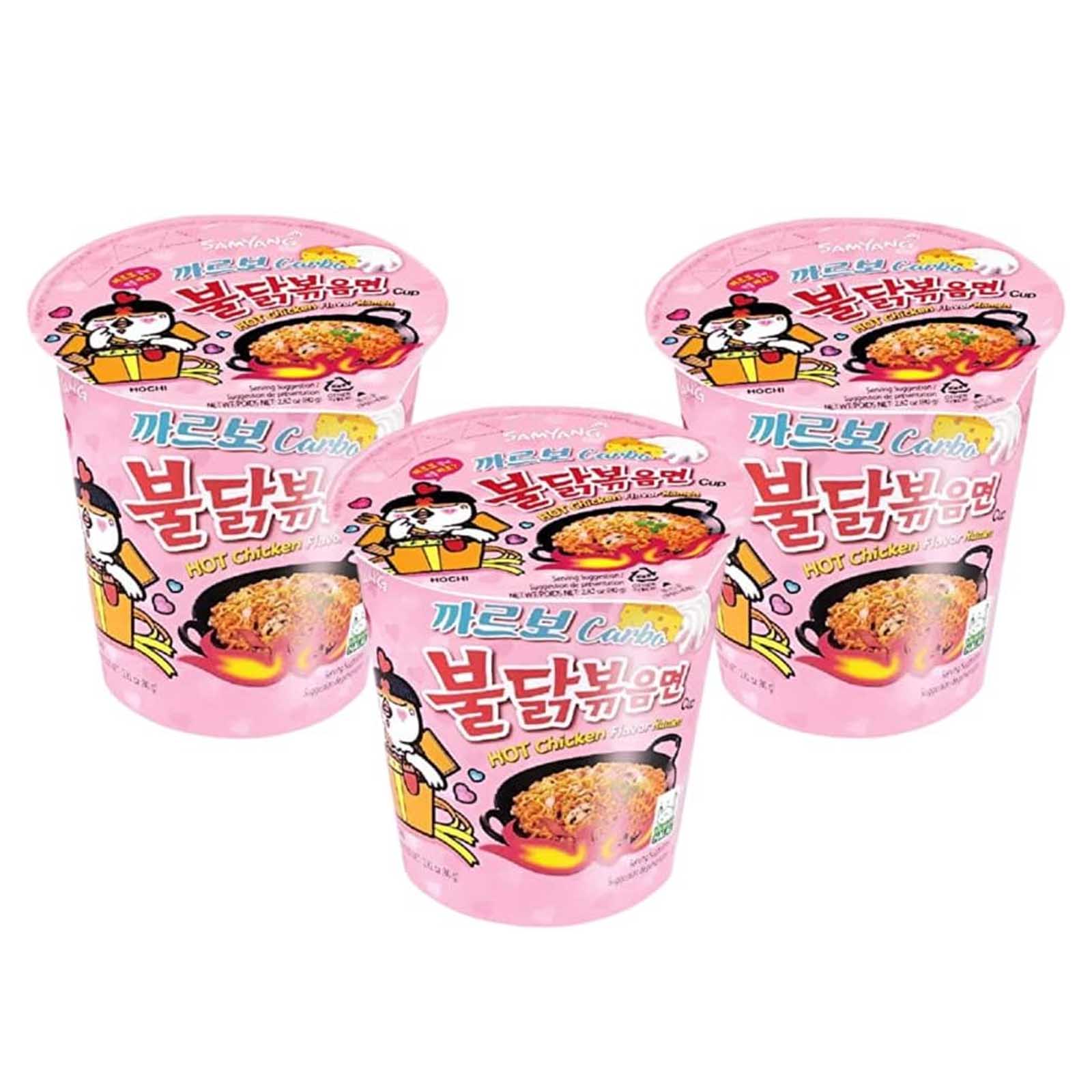 NOODLES CUP FRIED CARBONARA HOT CHICKEN BULDAK SAMYANG ( 3 X 80 GM )