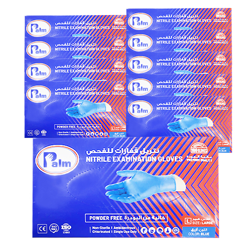 NITRILE GLOVES PF BLUE LARGE PALM ( 10 X 100 PCS )