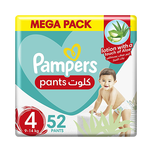 DIAPERS BABY PANTS SIZE 4, 9-14 KG PAMPERS (1 X 52 PC)
