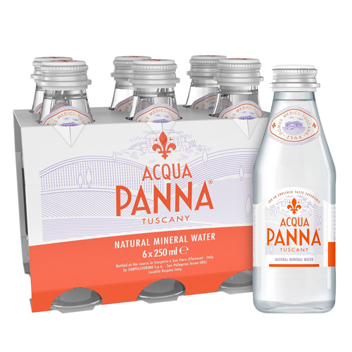 WATER MINERAL GLASS BOTTLE ACQUA PANNA ( 6 X 250 ML )