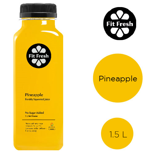  Fit Fresh Pineapple Juice 1.5 L (Cold-pressed fresh juice, Freshly-squeezed daily, No Preservatives, No Additives, No Sugar, No Water Added)