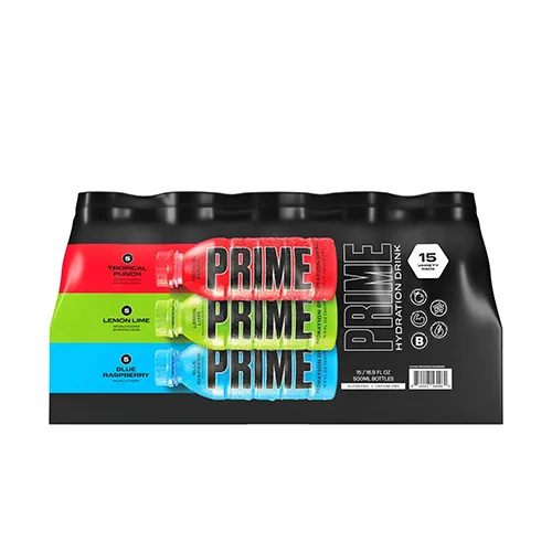 Prime Hydration Drink Blue Raspberry Tropical Punch Lime Lemon 15 x 500 ml