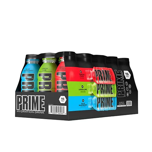 Prime Hydration Drink Blue Raspberry Tropical Punch Lime Lemon 15 x 500 ml