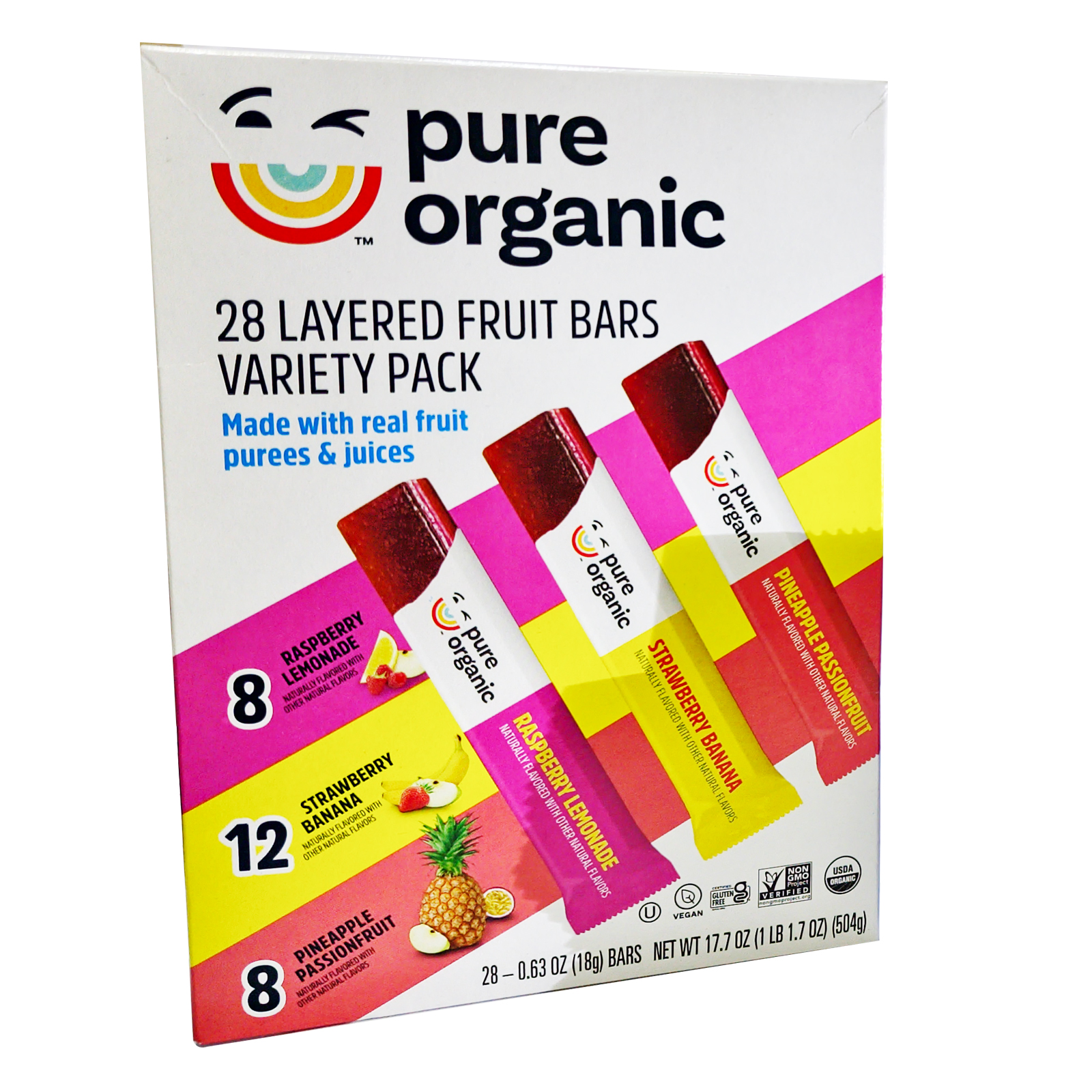  Pure Organic Layered Fruit Bars Variety Pack 28 count 1 Pack