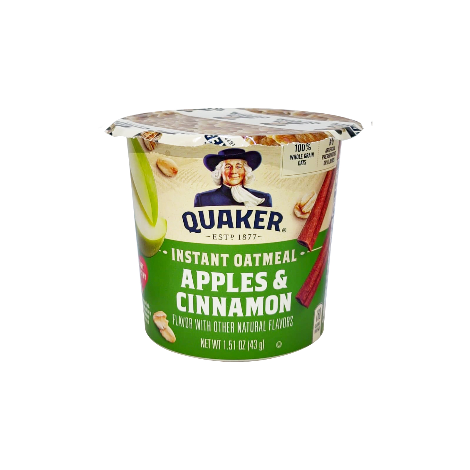 OATMEAL INSTANT FLAVOR CUP APPLES & CINNAMON QUAKER ( 43 GM )