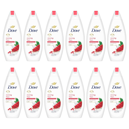  DOVE Go Fresh Reviving Body Wash, for skin moisturising, Pomegranate and Hibiscus Tea, With moisture renew blend 12 X 500 ml