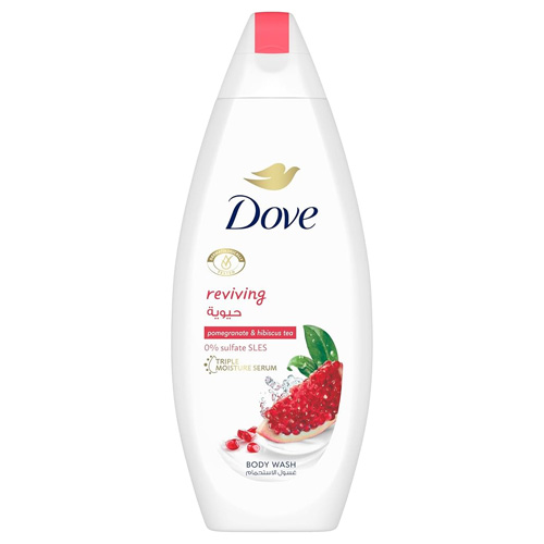 BODY WASH REVIVING POMEGRANATE & HIBISCUS TEA W / NATURAL MOISTURISERS DOVE (12 X 500 ML)