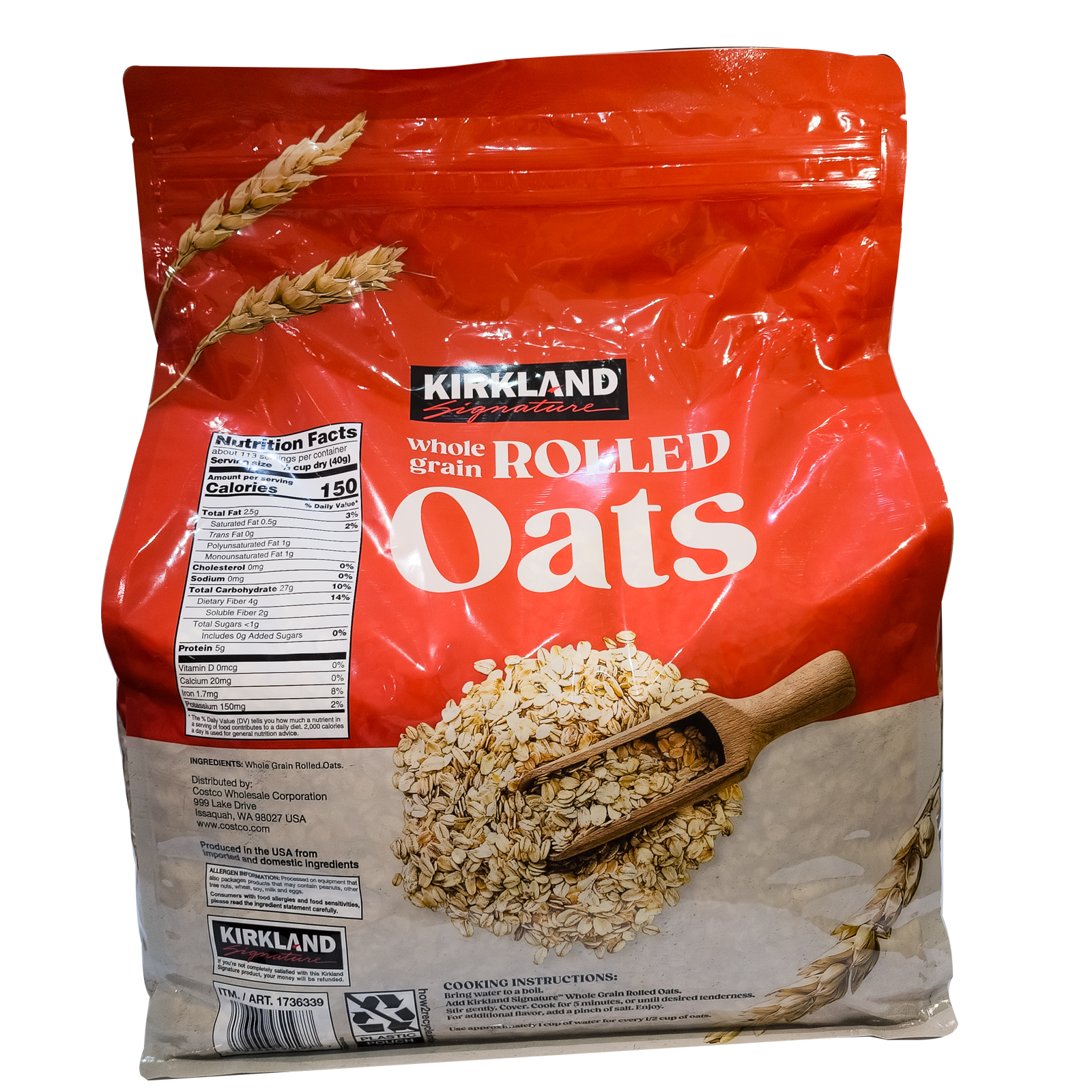  Kirkland Signature Whole Grain Rolled Oats 4.45 Kg