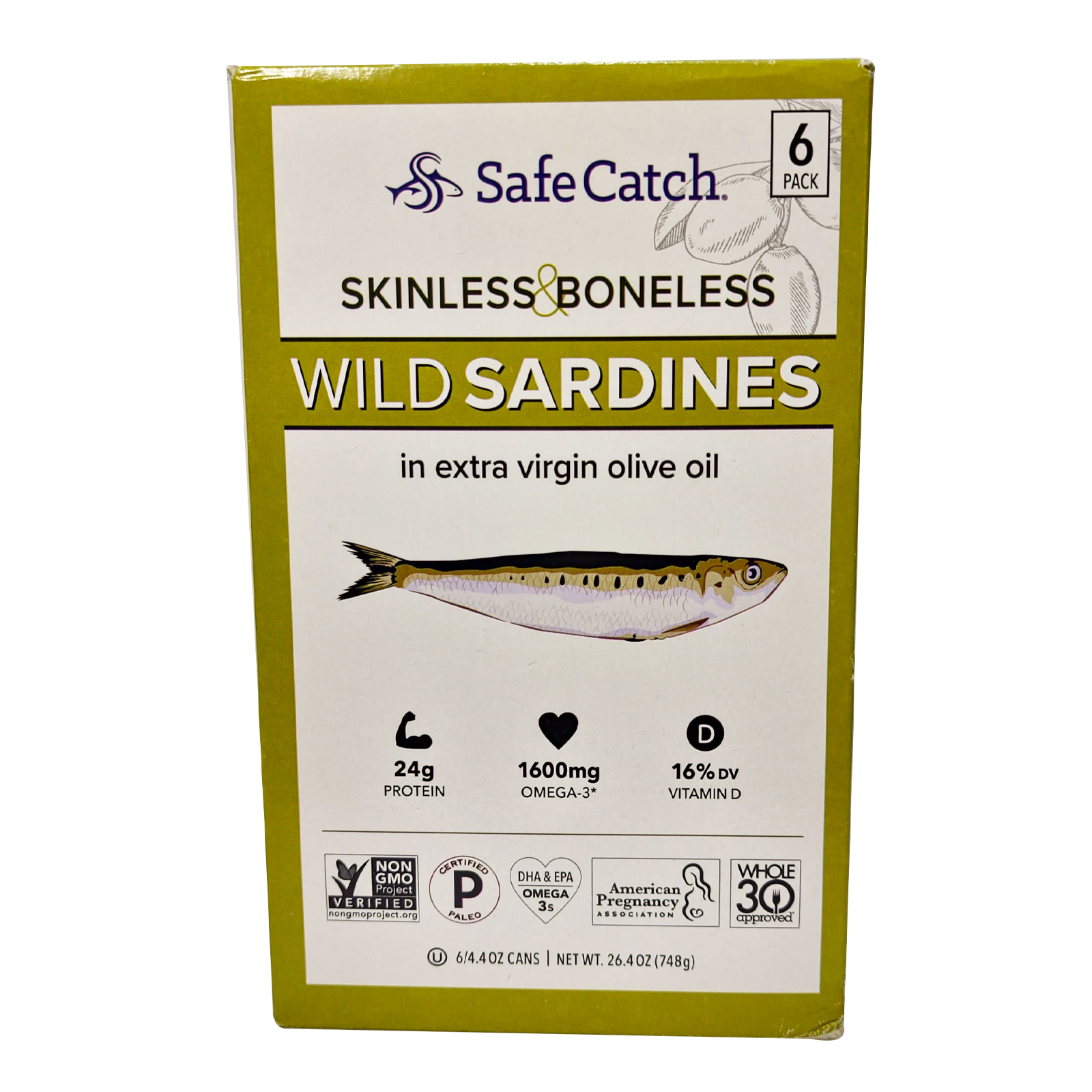  Safe Catch Wild Sardines in Extra Virgin Olive Oil 6 cans ( 125 Gm each )