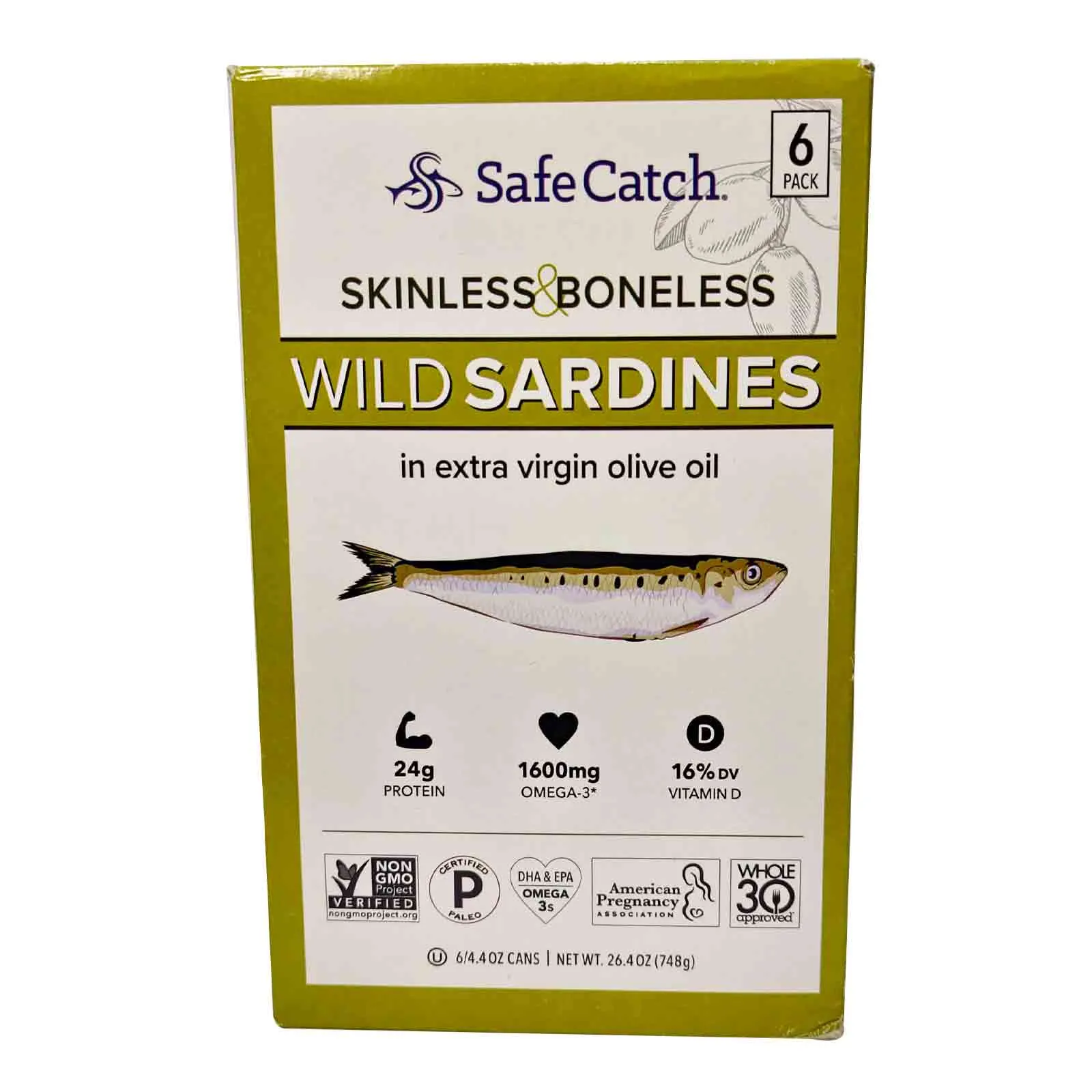 Safe Catch Wild Sardines in Extra Virgin Olive Oil 6 cans ( 125 Gm each )