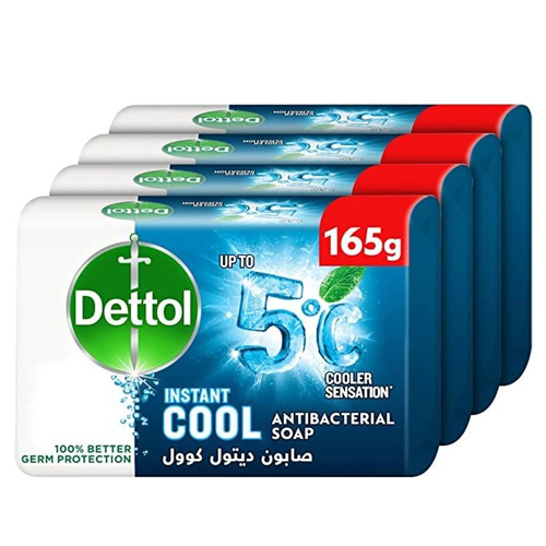  Dettol Instant Cool Antibacterial Soap  4 x 165 Gm