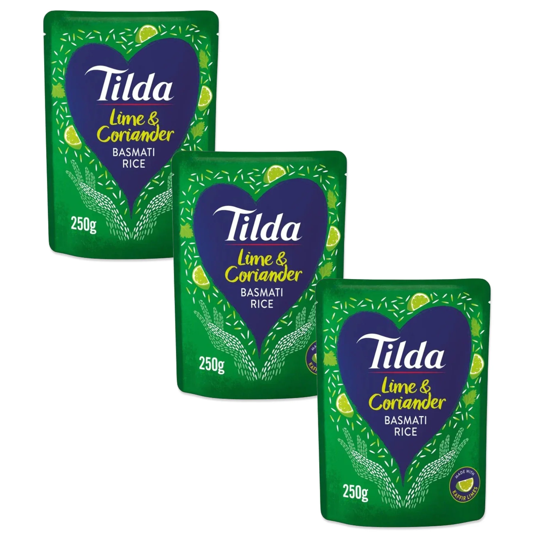 RICE BASMATI LIME & CORIANDER  MICROWAVE TILDA ( 3 X 250 G ) 