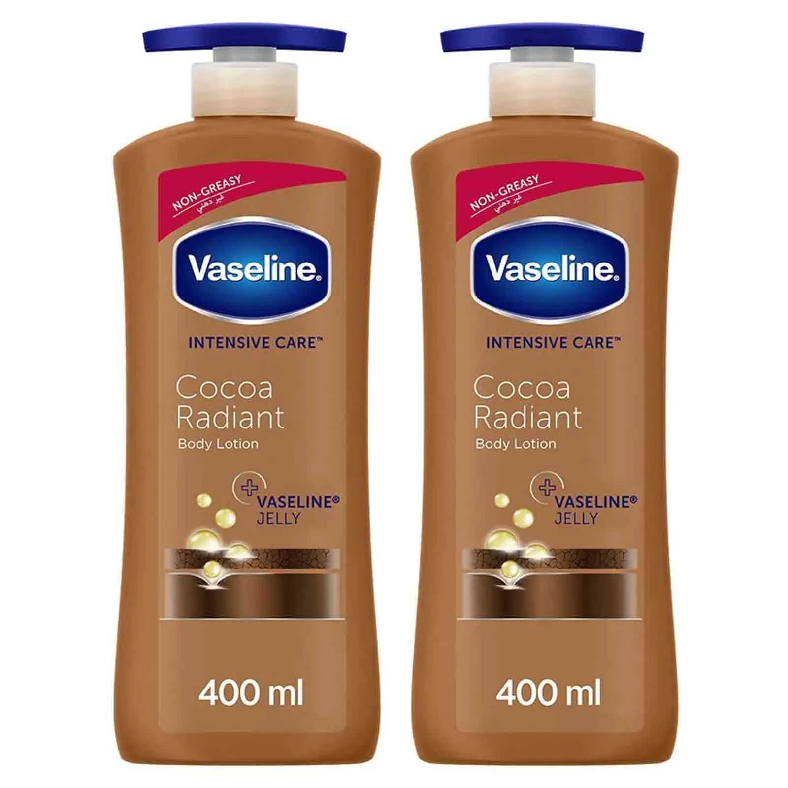 BODY LOTION COCOA RADIANT VASELINE ( 2 X 400 ml )