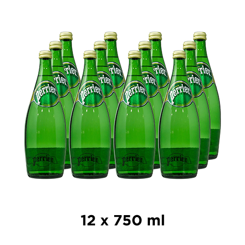  Perrier Sparkling Mineral Glass Bottle Water 12 X 750 ml