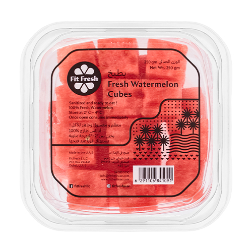  Fit Fresh Watermelon Cubes 250 g (Freshly-Prepared, Ready-To-Eat, Fresh Tropical Fruit, Rich In Vitamins And Antioxidants, No Preservatives, No Additives)