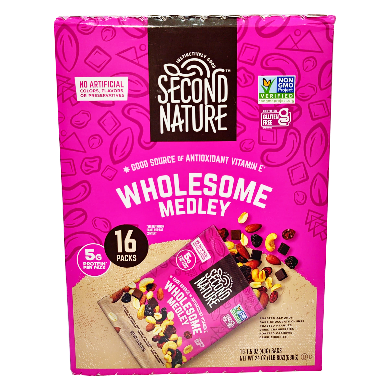 SNACK TRAIL MIX WHOLESOME MEDLEY SECOND NATURE ( 16 X 42.5 GM )