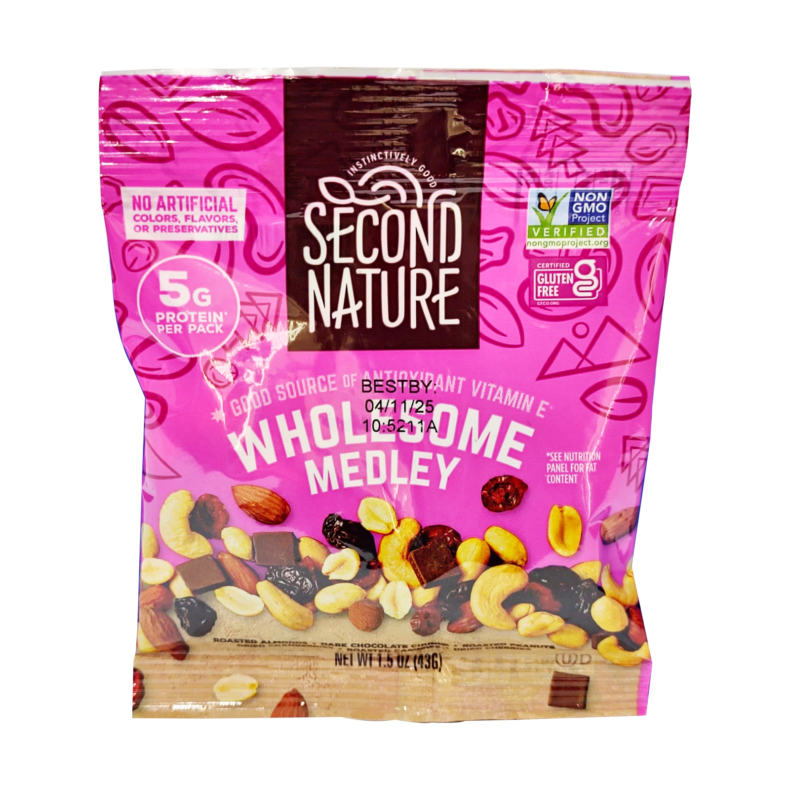 SNACK TRAIL MIX WHOLESOME MEDLEY SECOND NATURE ( 42.5 GM )