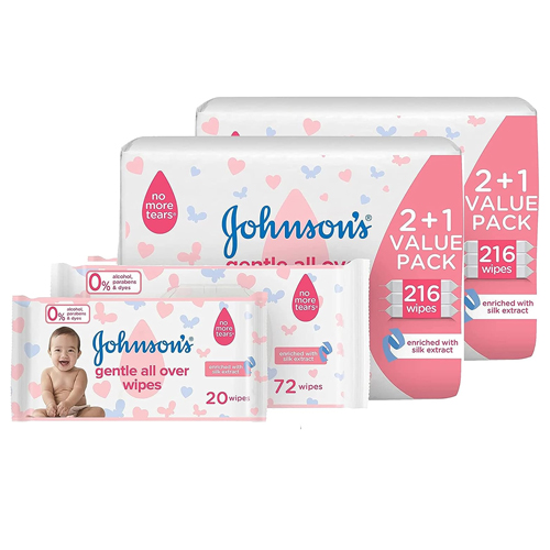  Johnsons All over Gentle Baby Wipes 2 x 216 Pcs