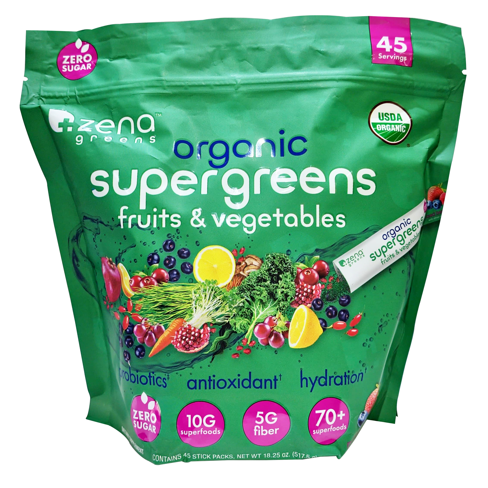 SUPER GREENS FRUIT & VEGETABLES ORGANIC STICKS ZENA GREENS ( 517.5 gm )