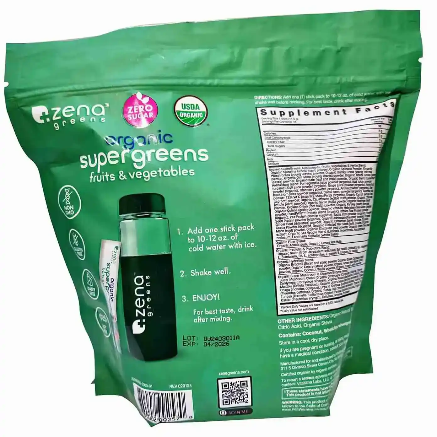 Zena Greens Organic Super Greens Fruits & Vegetable 517.5 g